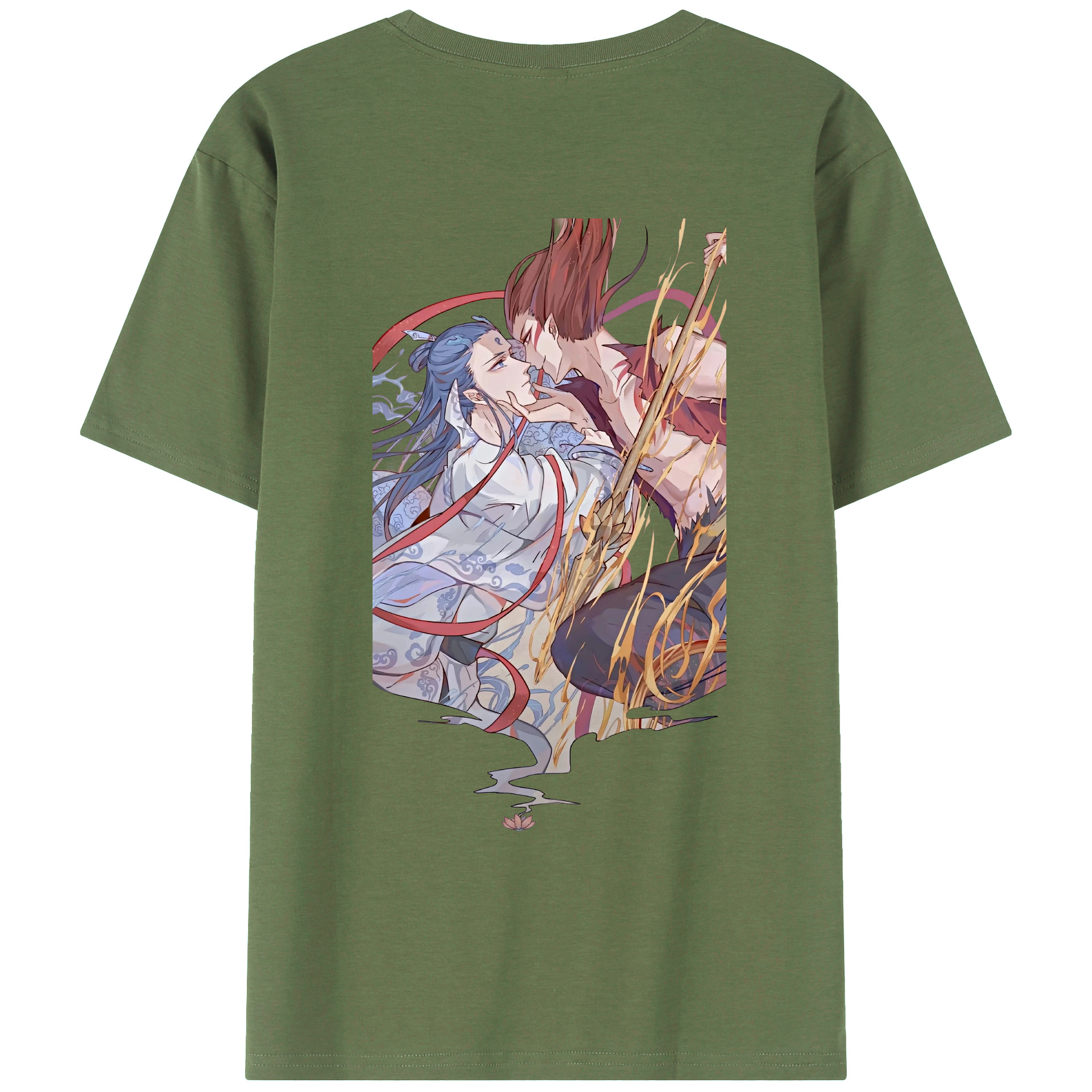 （画像用） Ne Zha 2 ナタ 魔童の大暴れ 綿100％ メンズ半袖Tシャツ（バックプリント） 通気性